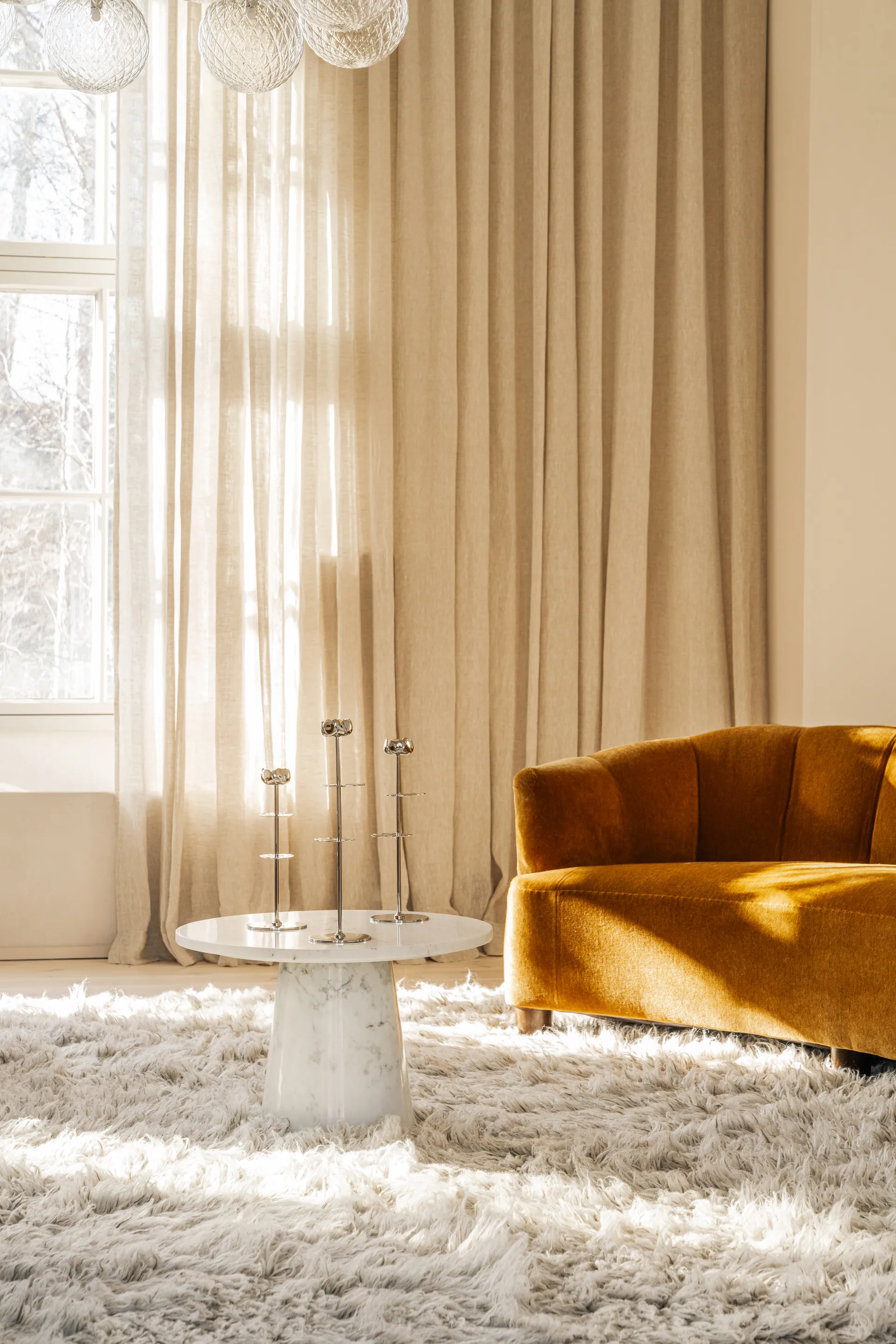 Ninfea Alta lysestake 35 cm, Forkrommet messing Hilke Collection