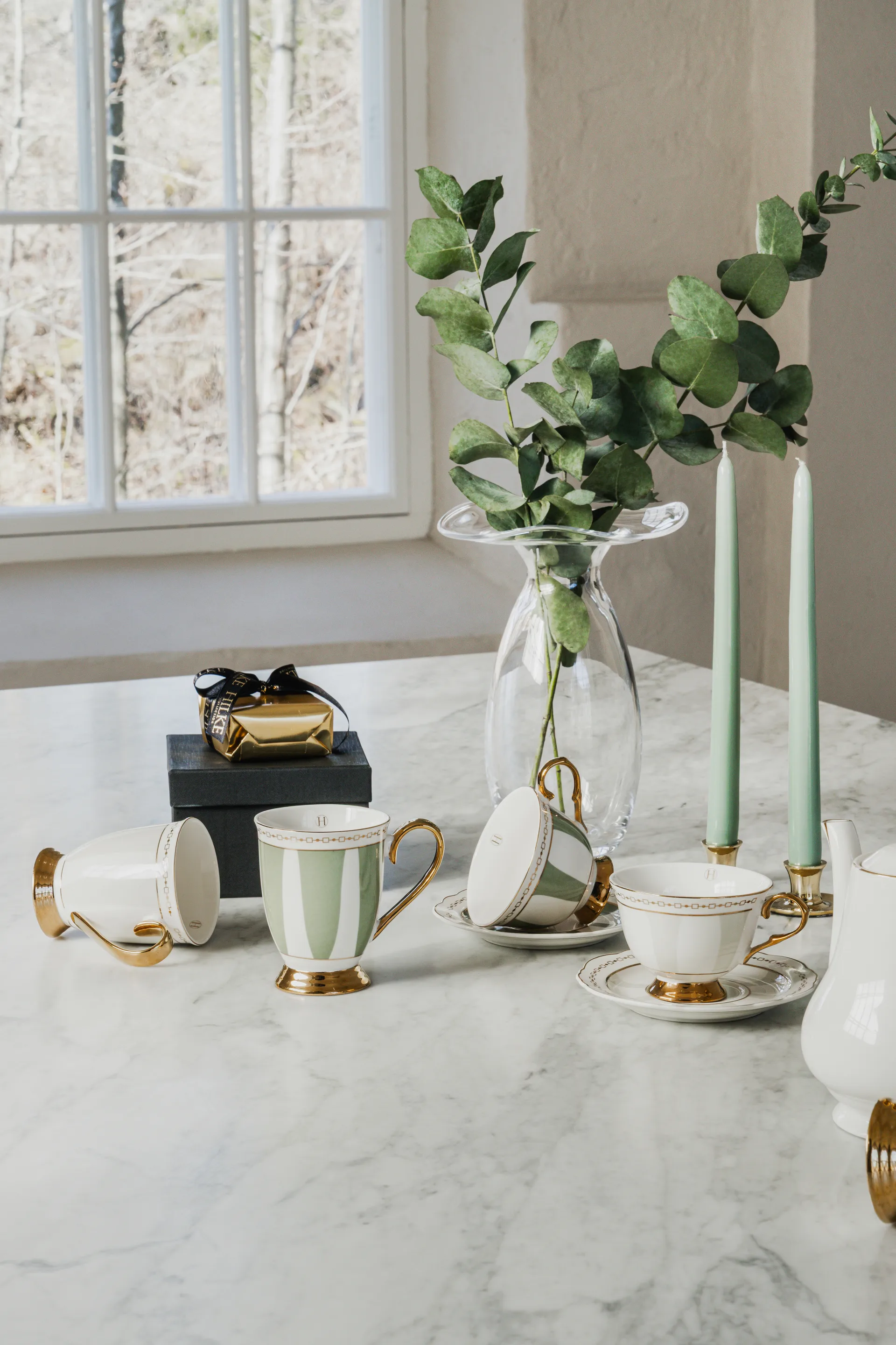 Strisce Tortora kopp med fat, 22 cl Hilke Collection