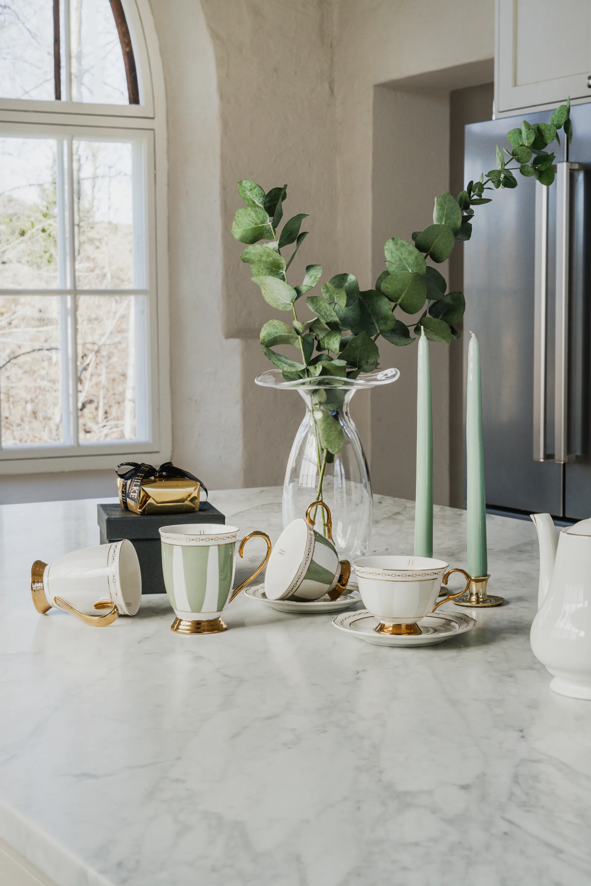 Strisce Tortora kopp med fat, 22 cl Hilke Collection