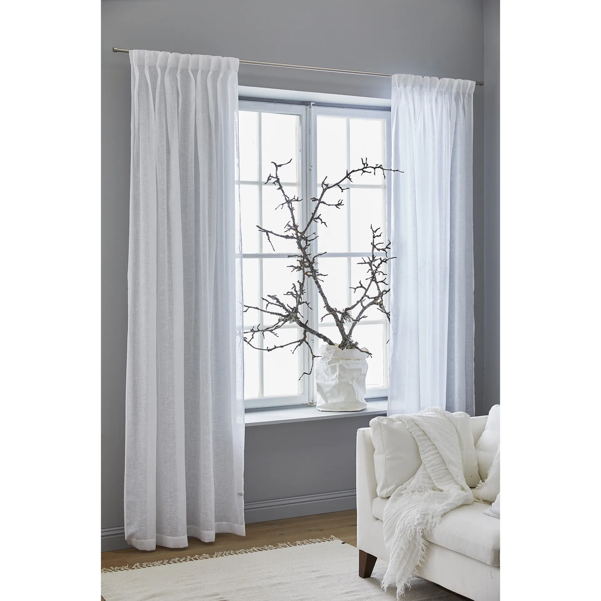 Dalsland gardin med leggbånd, optical white Himla