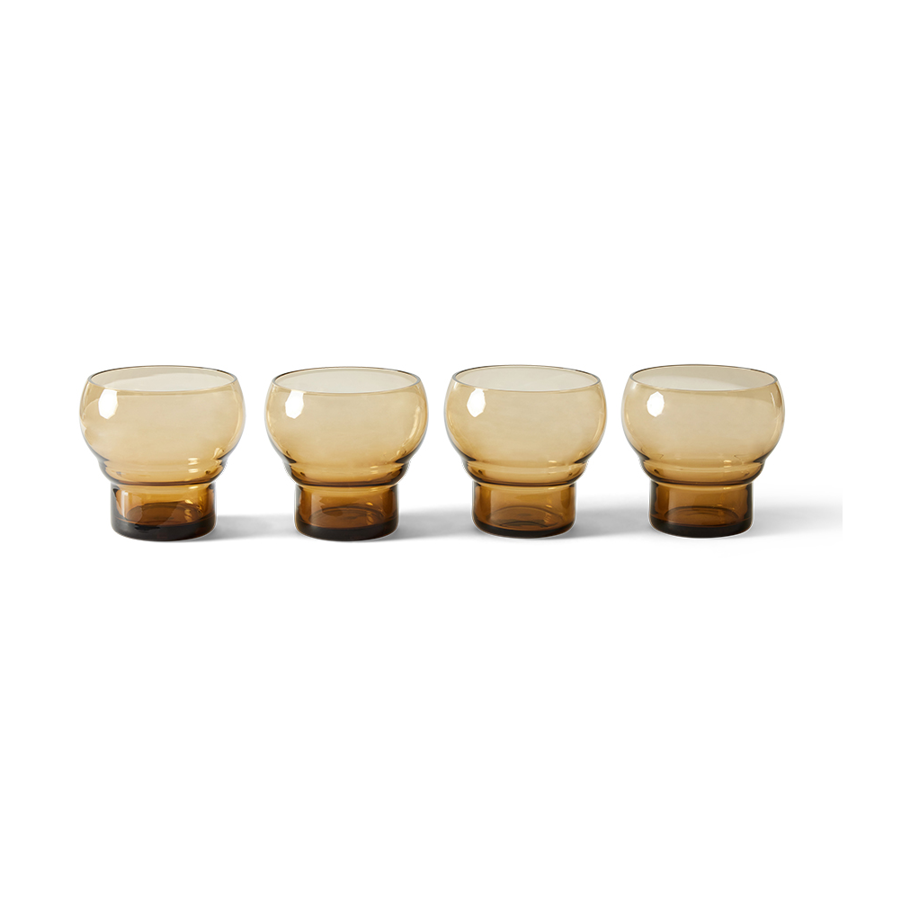 HKliving 70's Bulb glass 27 cl 4-pk Amber