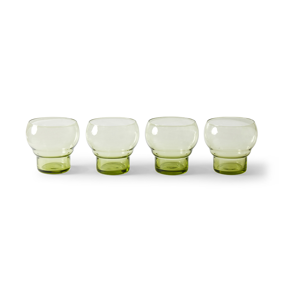 HKliving 70's Bulb glass 27 cl 4-pk Mint green