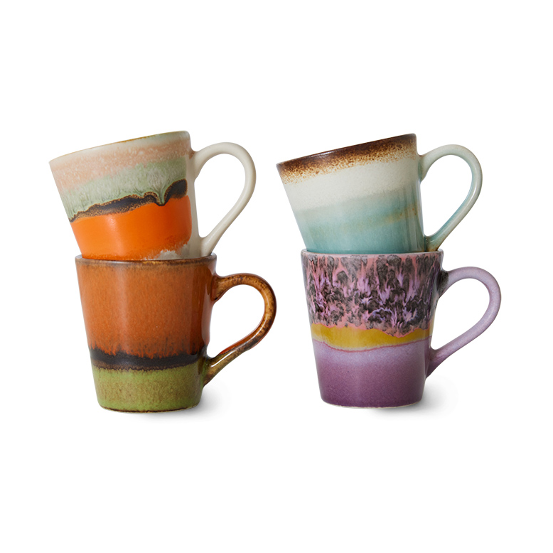 HKliving 70's espressokopp 4-pk Retro