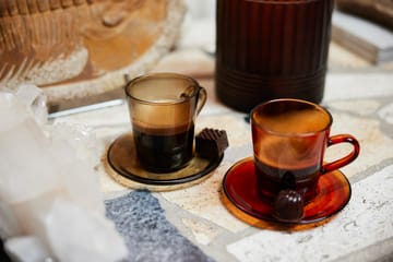 70's glassware kaffefat Ø 10,6 cm 4-pakning - Mud brown - HKliving