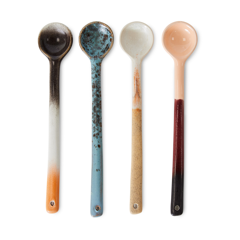 HKliving 70's keramisk skje L 4-pk Breeze