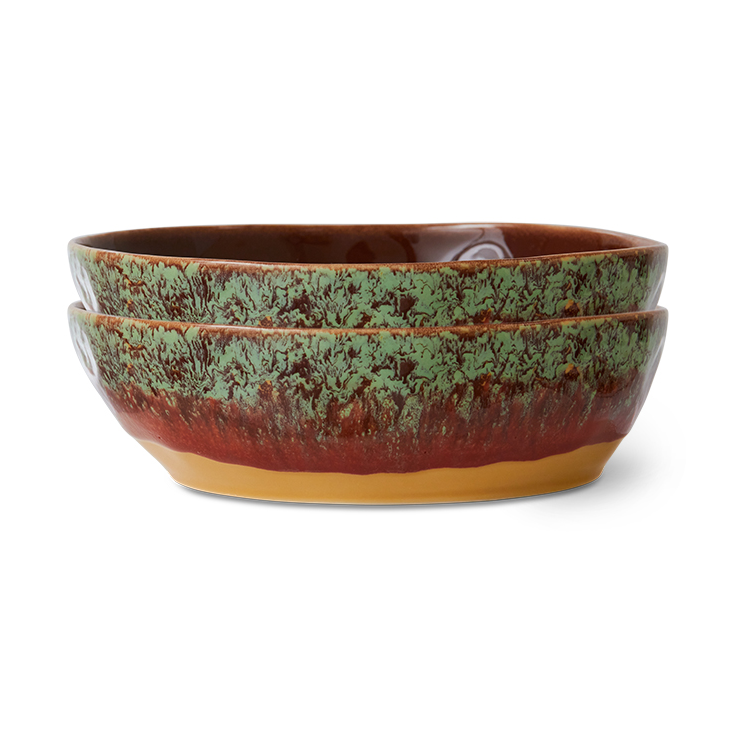 HK Living - HK Living 70s ceramics: pasta bowls cove (set of 2) - Lunehjem.no - Interiør på nett
