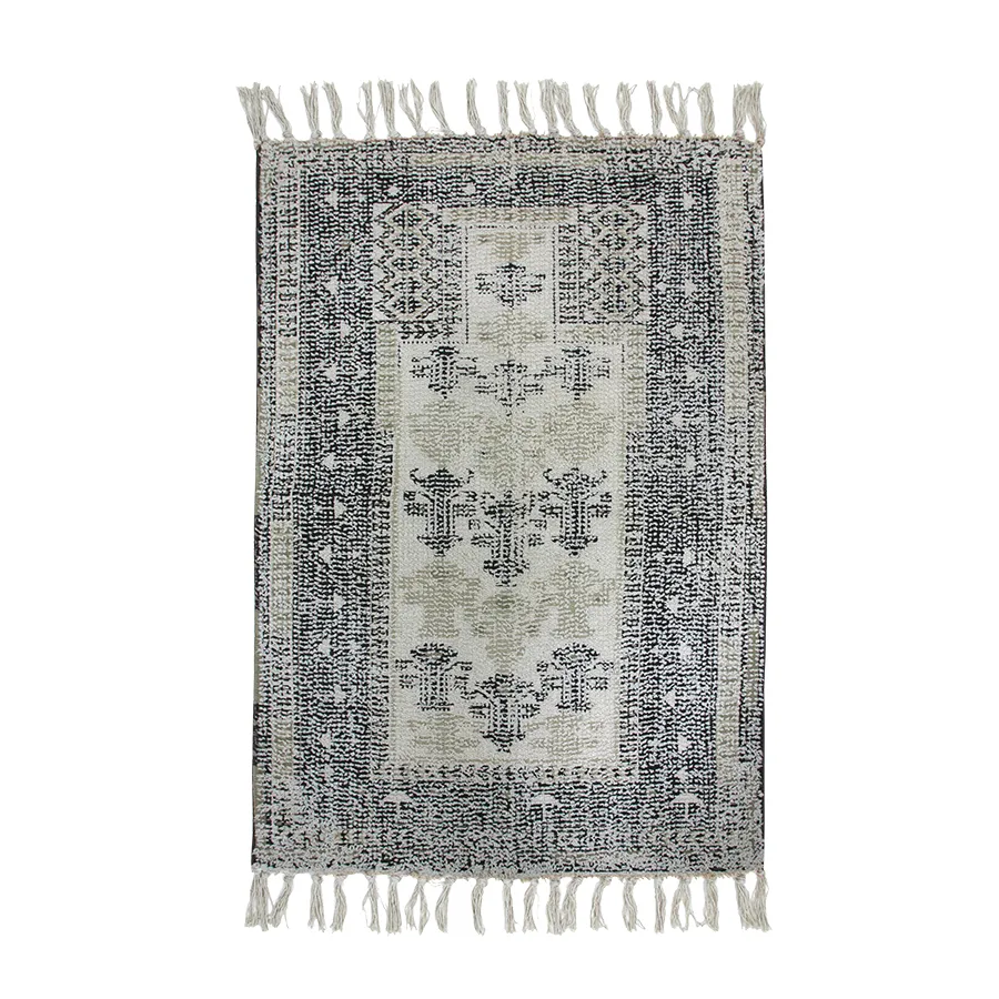 Baderomsmatte 60x90 cm bomull, Svart-hvit HKliving