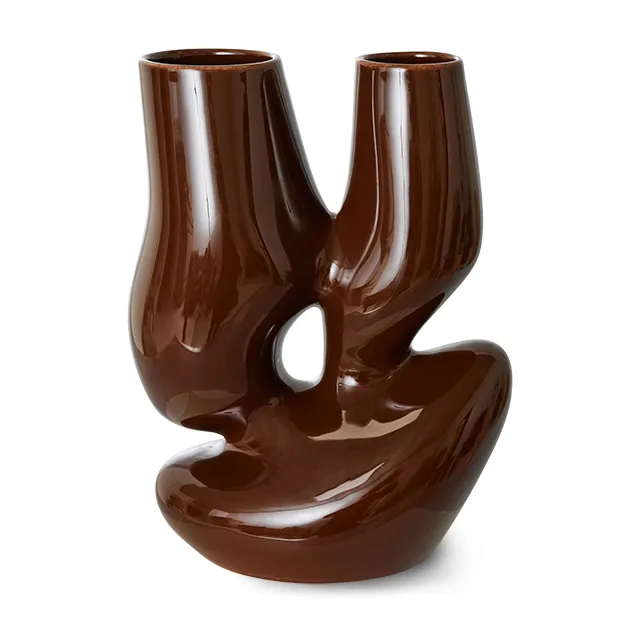 Ceramic organic vase large 25 cm, Espresso HKliving