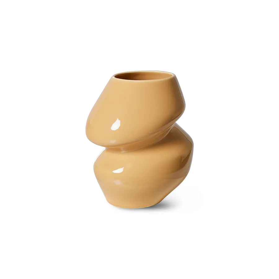 Ceramic organic vase small 19 cm, Cappuccino HKliving