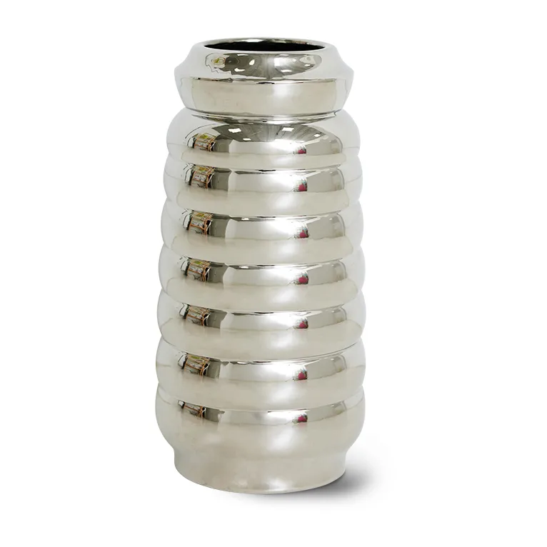 Ceramic ribble vase 28,9 cm, Chrome HKliving