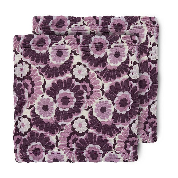 Floral bomullsserviett 30 x 30 cm 2-pakning, Burgundy HKliving