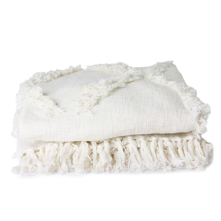 Fringe sengeteppe 270x270 cm bomull, Hvit HKliving
