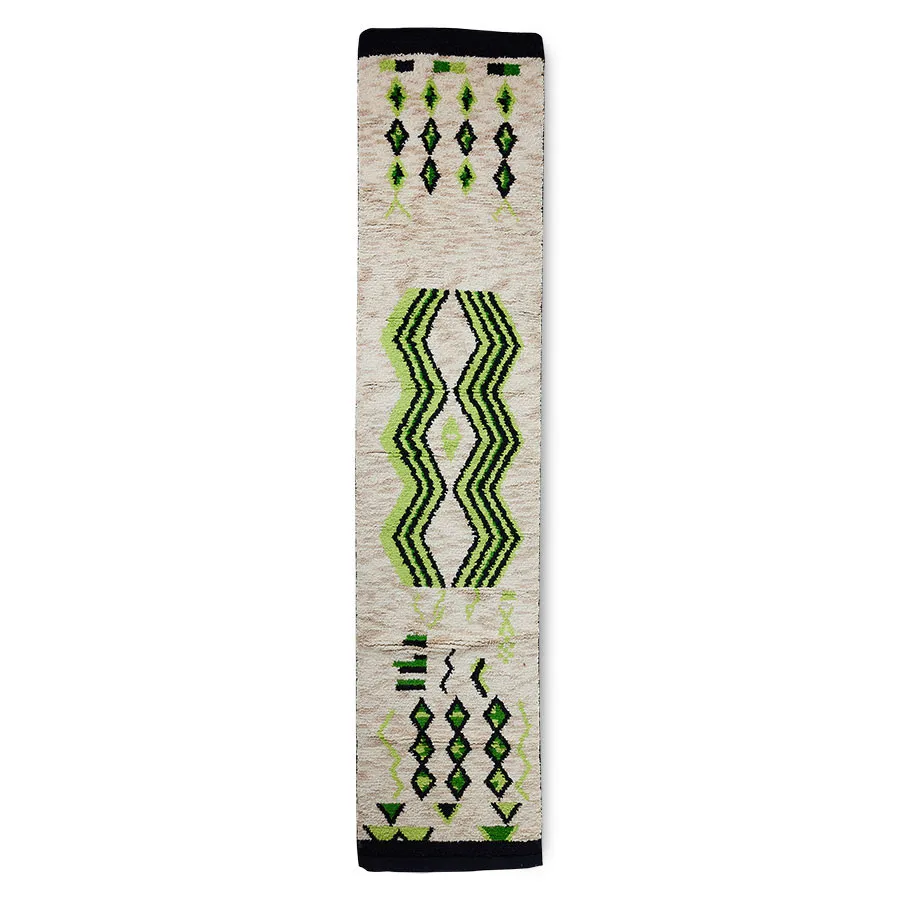 Håndknyttet Gangteppe 80x370 cm ull, Neongrønn HKliving