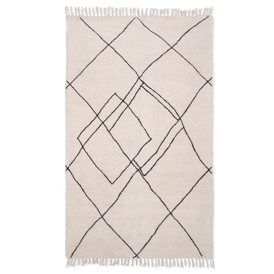 HKliving Håndvevd teppe 150x240 cm Zigzag svart-hvit