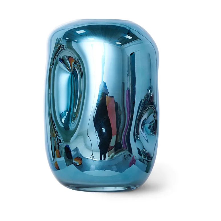 HK Objects glassvase 21,5 cm, Blue chrome HKliving