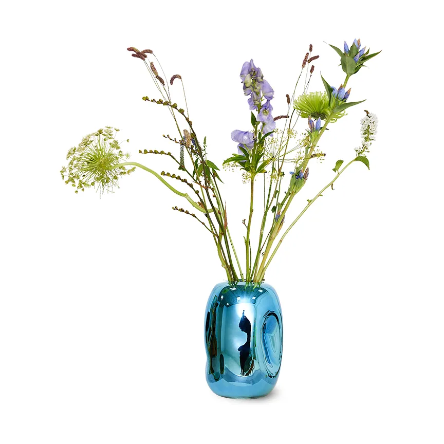 HK Objects glassvase 21,5 cm, Blue chrome HKliving