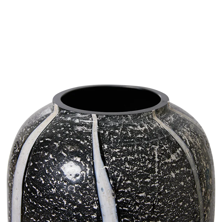 HKliving glassvase monochrome Ø 17 cm, Black-white HKliving