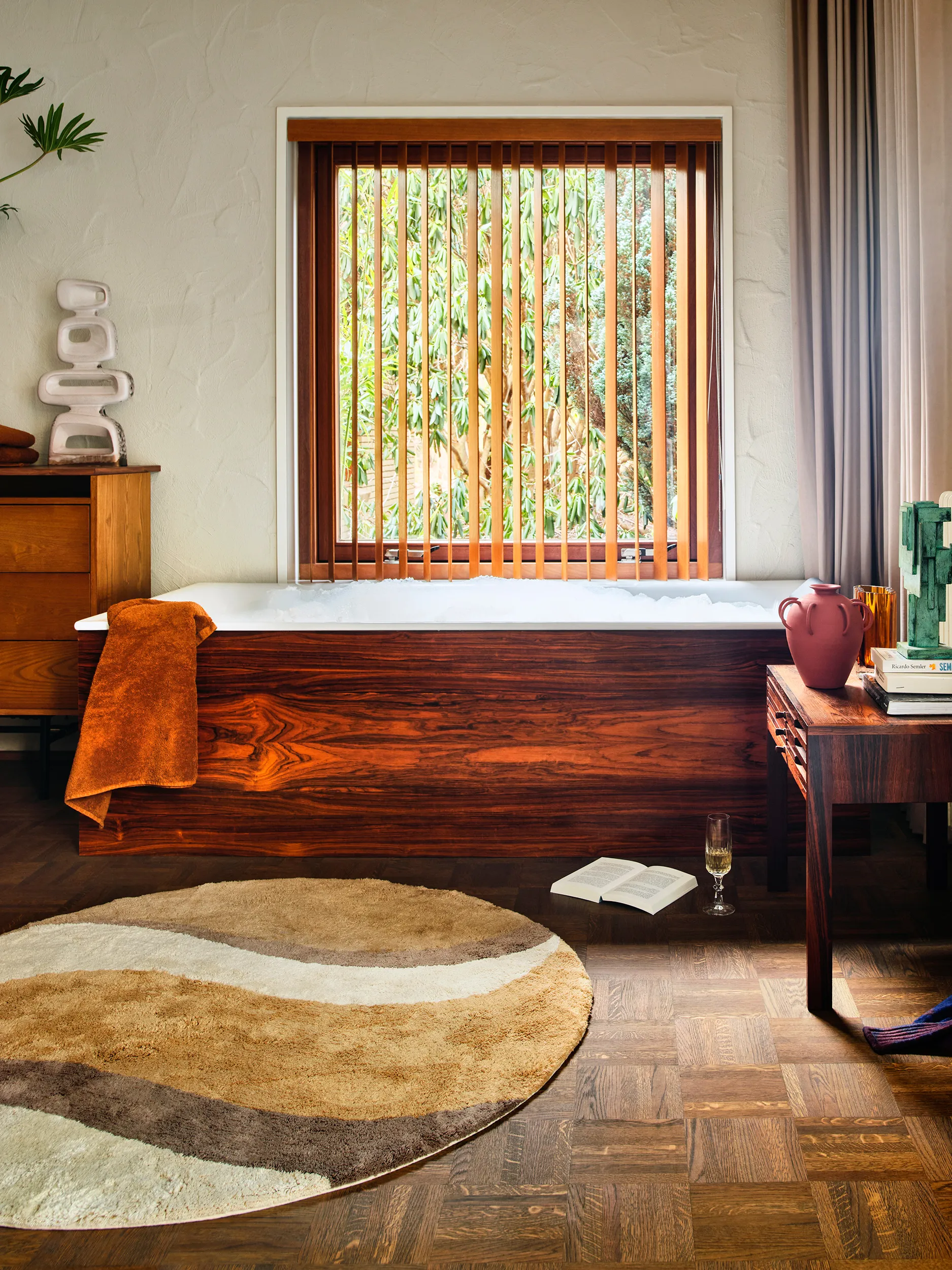 Natural waves baderomsteppe Ø 120 cm, Natural multicolours HKliving