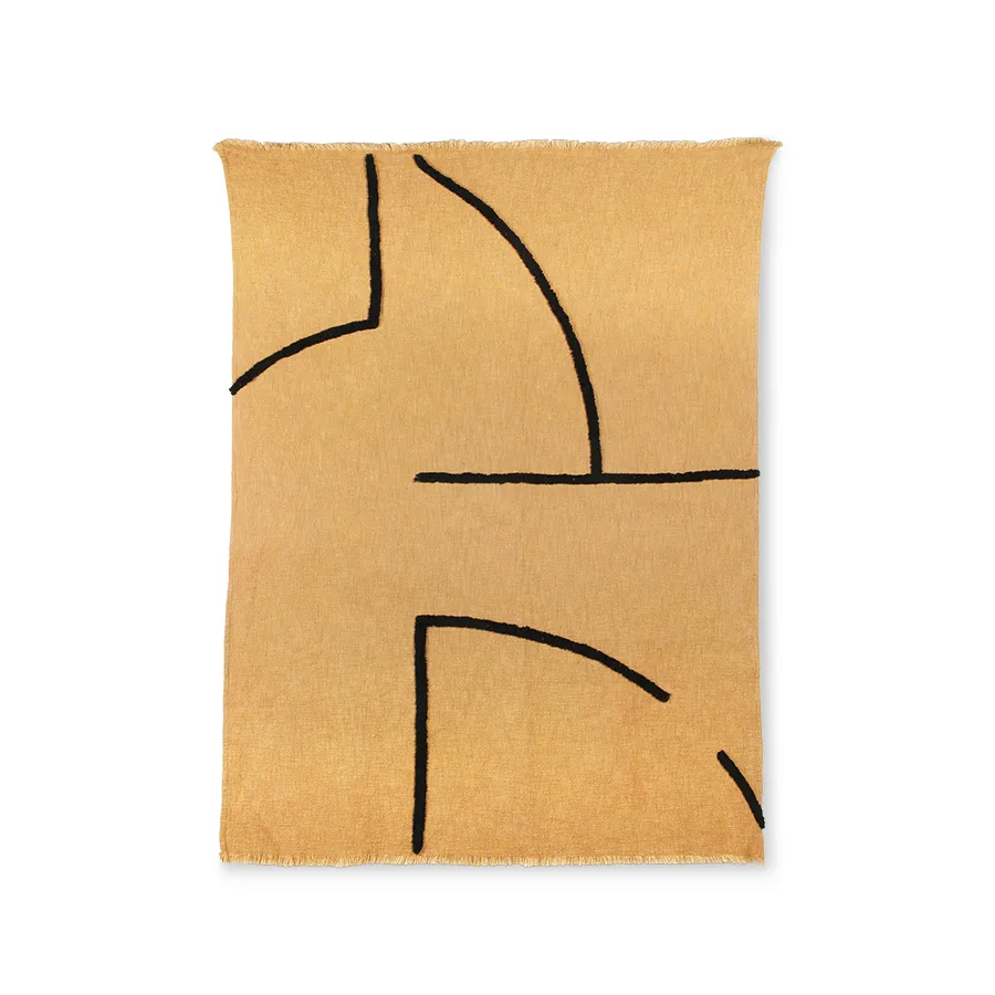 Pledd Mykvevd 130x170 cm bomull, Ochre-black HKliving