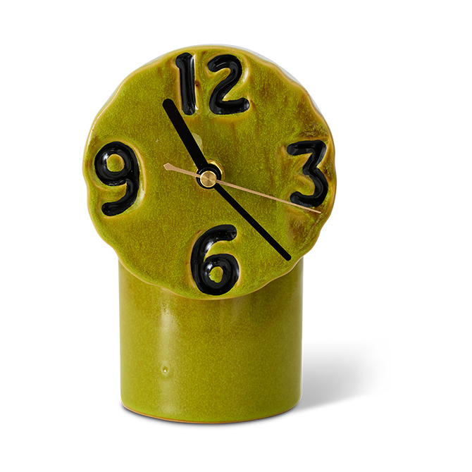 HKliving Retro keramikkklokke 18 cm Olive