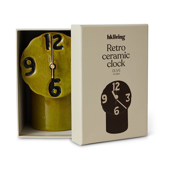 Retro keramikkklokke 18 cm, Olive HKliving