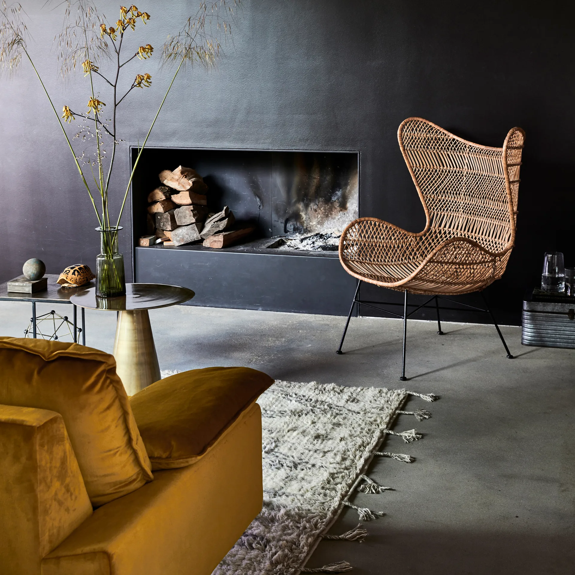 Retro sofa 3-seter, ogra (gul) HKliving