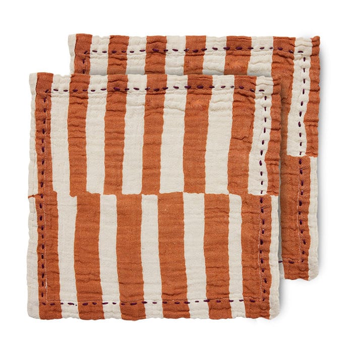 Striped bomullsserviett 30 x 30 cm 2-pakning, Tangerine HKliving