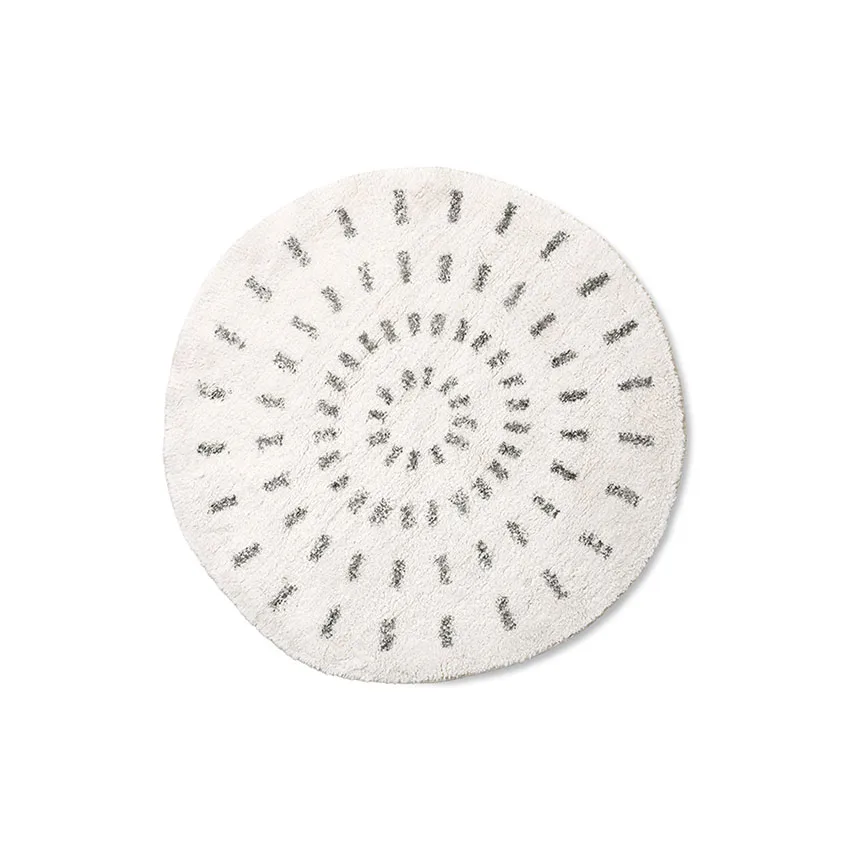 Swirl baderomsmatte rund Ø80 cm, Svart-cream HKliving