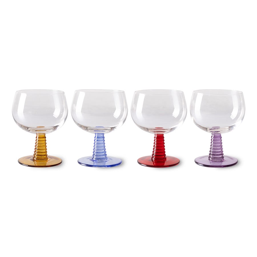 HKliving Swirl Vinglass Lave 4-pakning 35 cl Mix