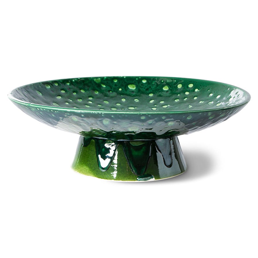 HKliving The Emeralds skål med fot Ø30x10 cm Grønn