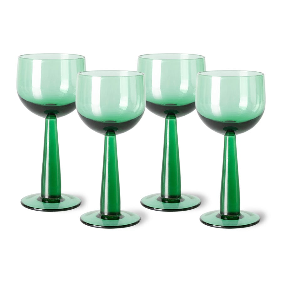HKliving The Emeralds Vinglass Høye 4-pakning 20 cl Grønn