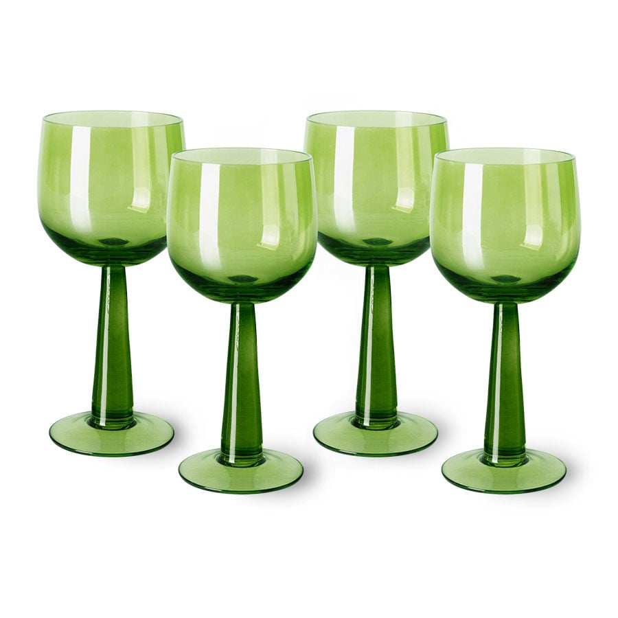 HKliving The Emeralds Vinglass Høye 4-pakning 20 cl Limegrønn