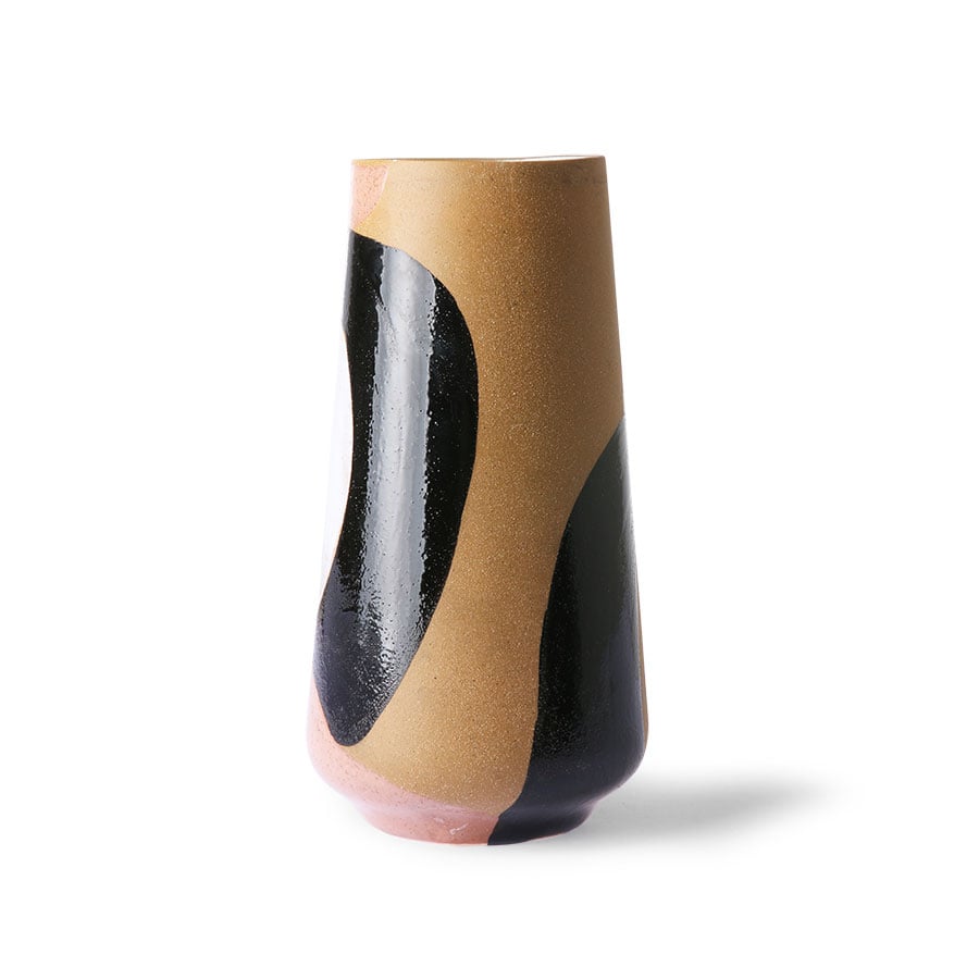 HKliving Vase Håndmalt 16x31 cm Natur-svart
