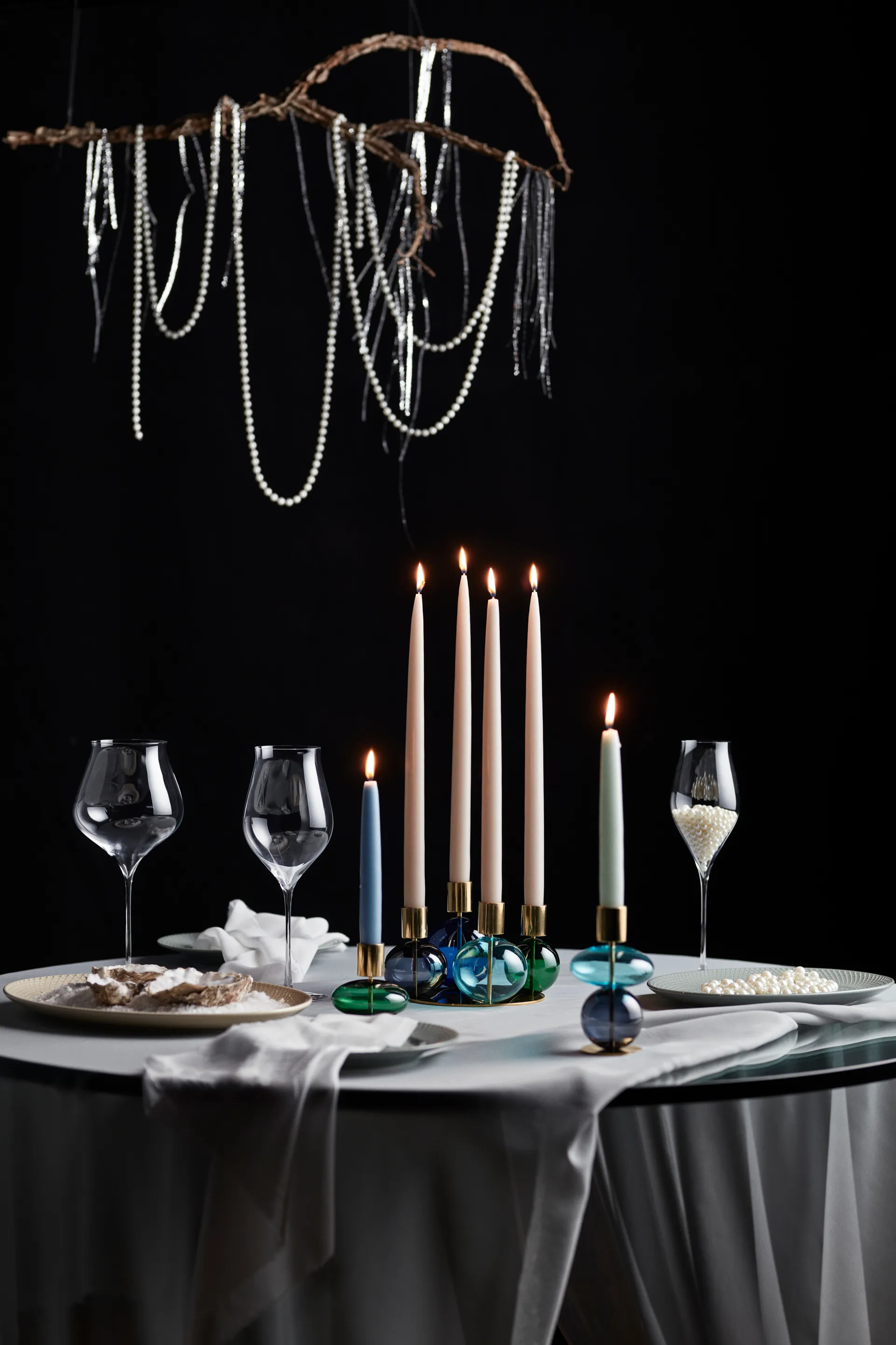 Bubble lysestake 8 cm, Grønn Holmegaard