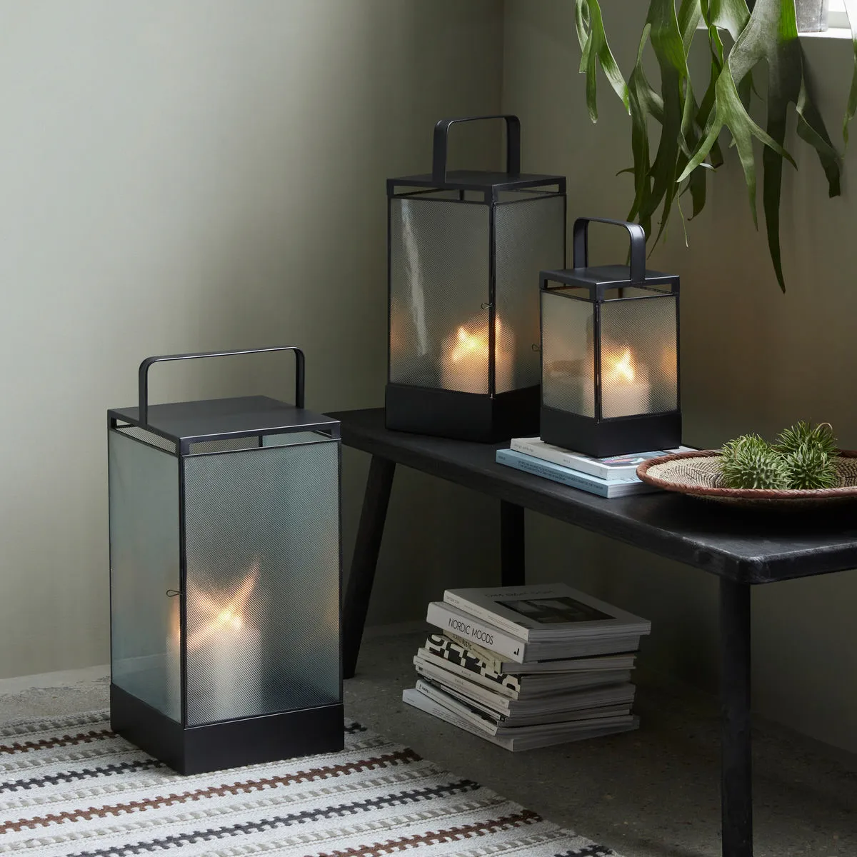 Blaze lykt 50 cm, Svart antikvitet House Doctor