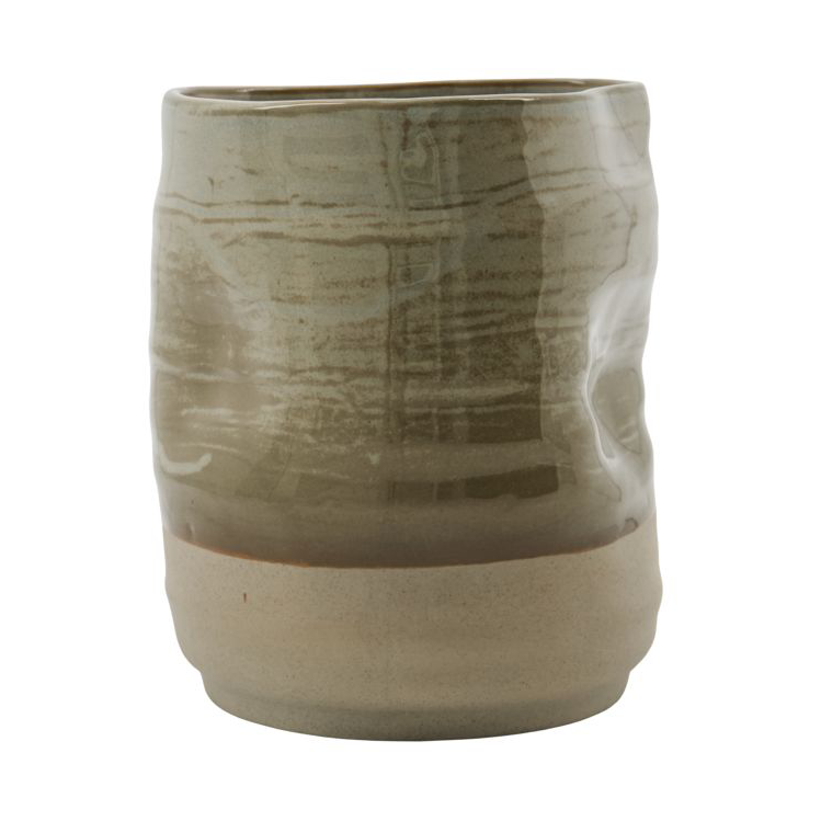 House Doctor Happy krukke 17 cm Khaki