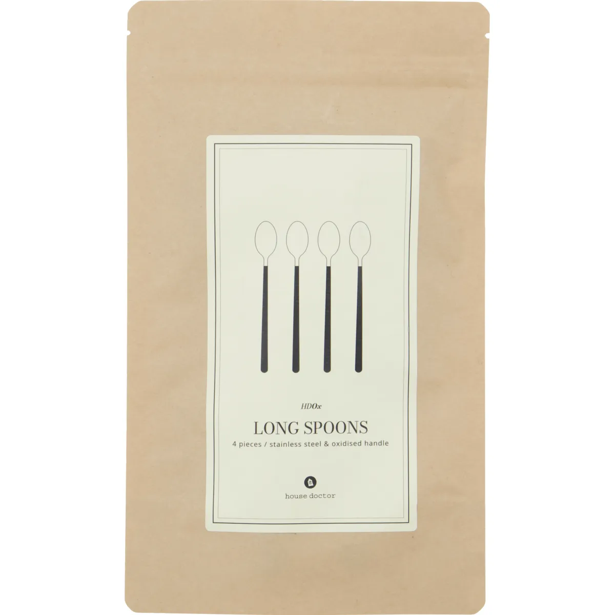 Ox lang skje 4-pakning, Svart-sølv House Doctor