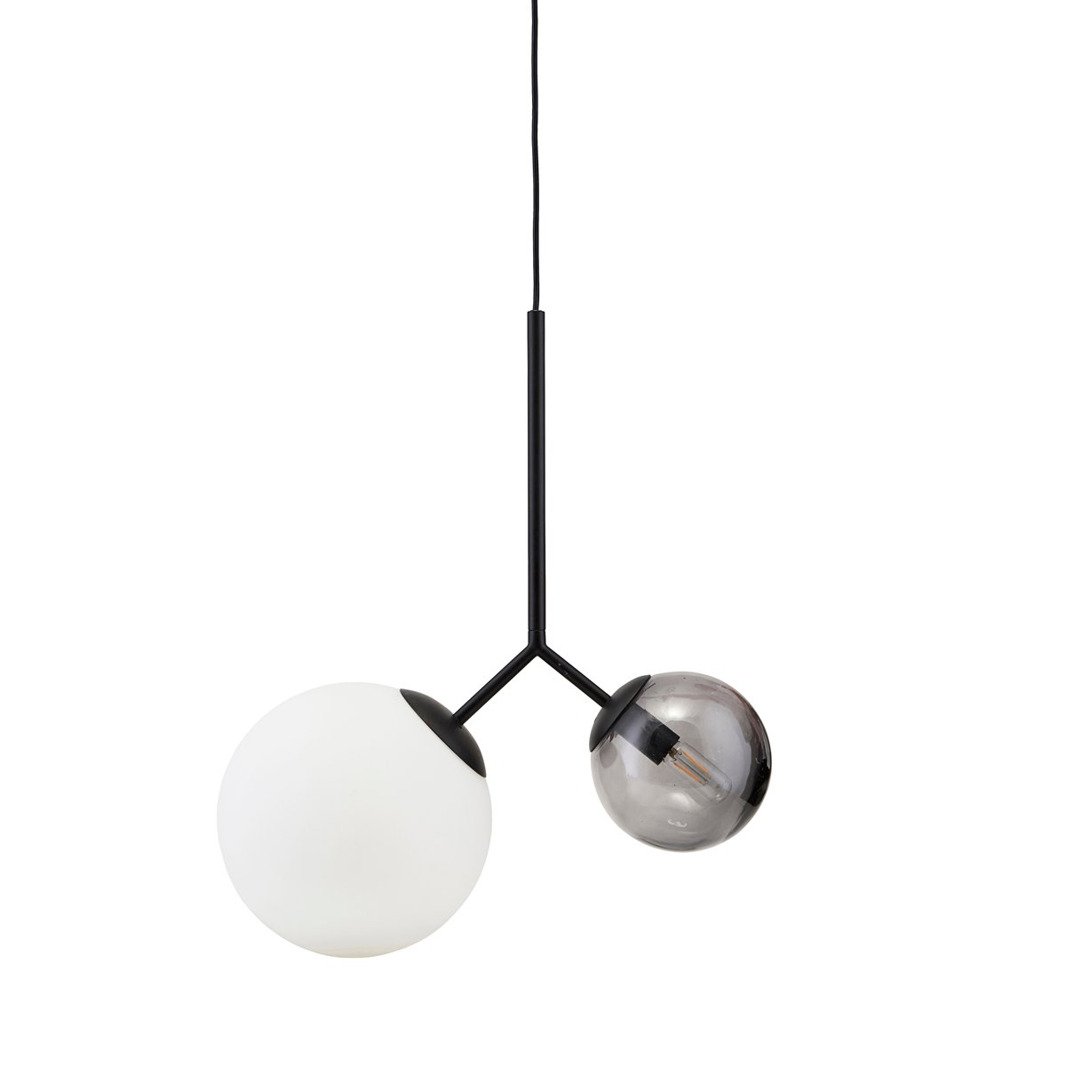 House Doctor Twice taklampe opalglass- svart glass