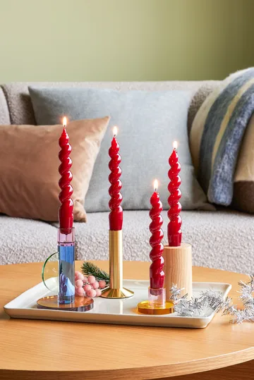 Astra lysestake small - Pink-orange - Hübsch Interior