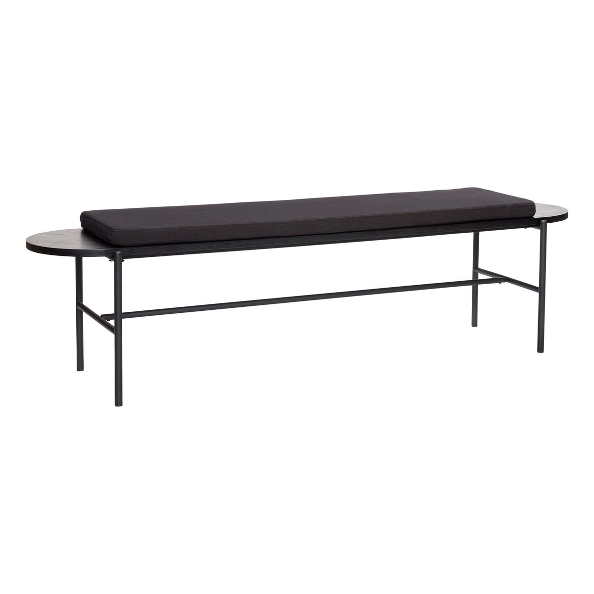 Hübsch Benk med pute 45x180 cm Metall-svart