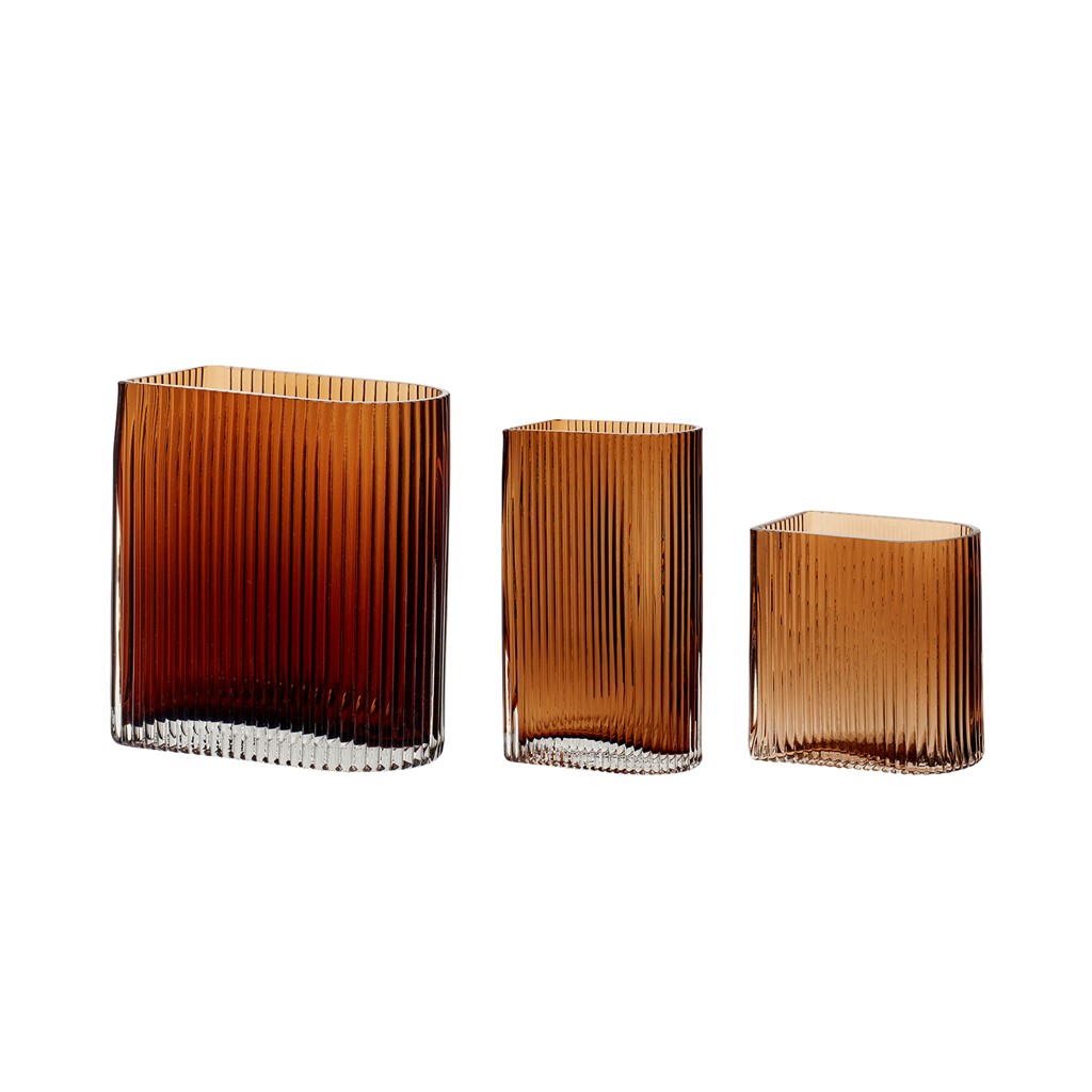 Hübsch Hübsch Vase 3-pakning Oransje-brun