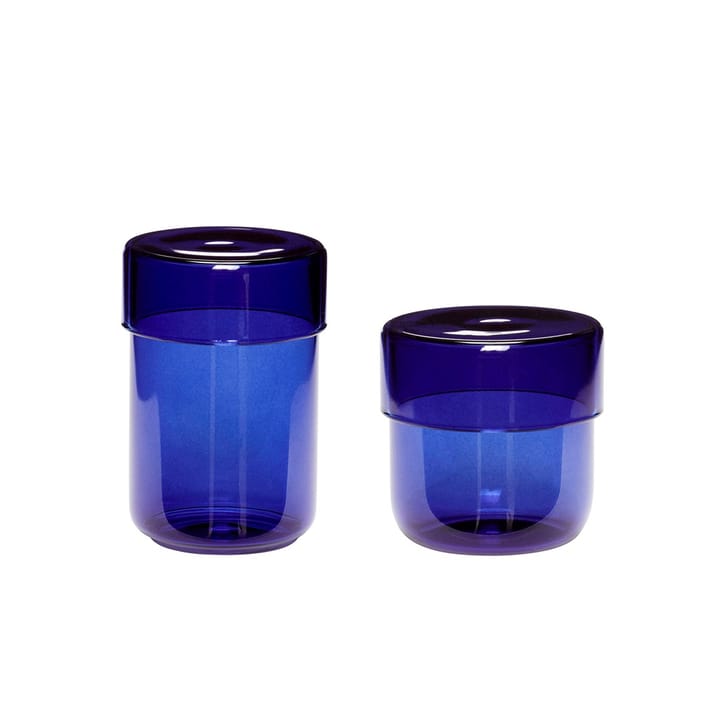 Oppbevaringskrukke glass 2-pakning, Blå Hübsch
