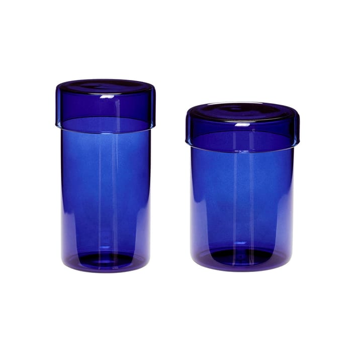 Oppbevaringskrukke glass 2-pakning, Blå Hübsch