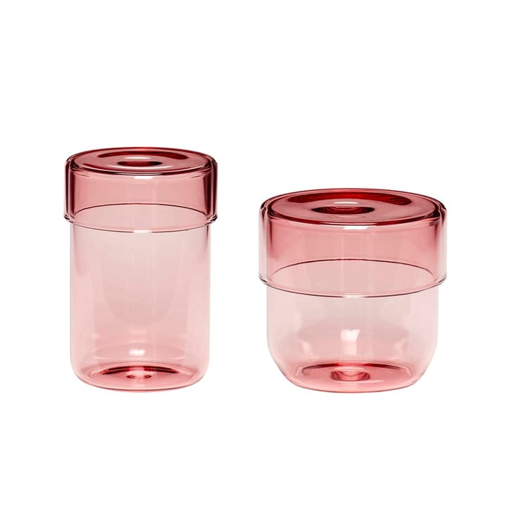 Oppbevaringskrukke glass 2-pakning - Rosa - Hübsch