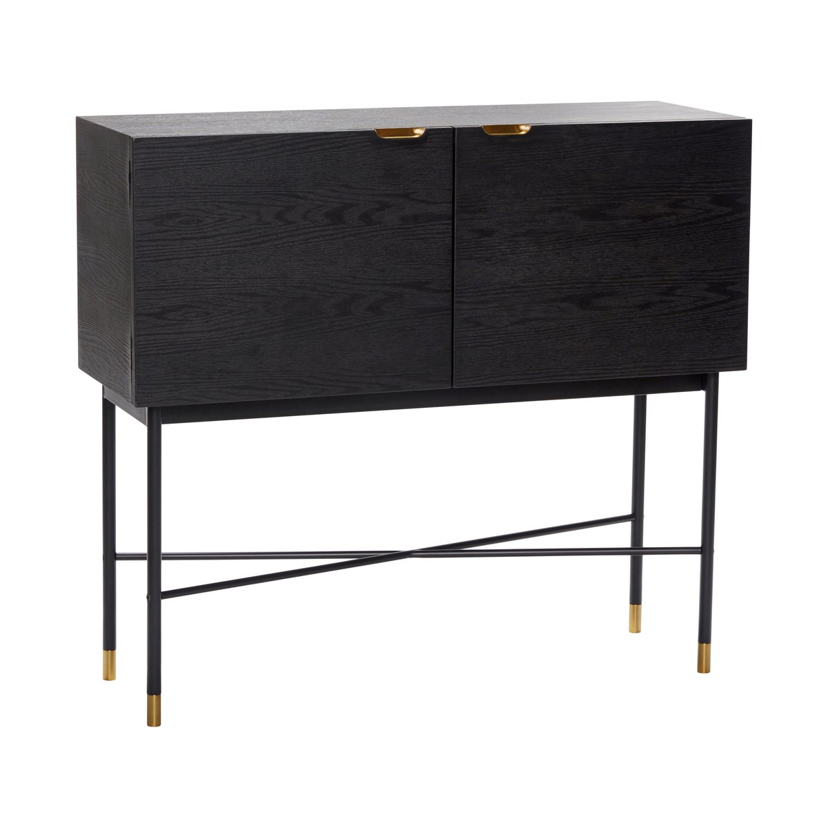 Hübsch Sidebord 100x90 cm Ask-svart-messing