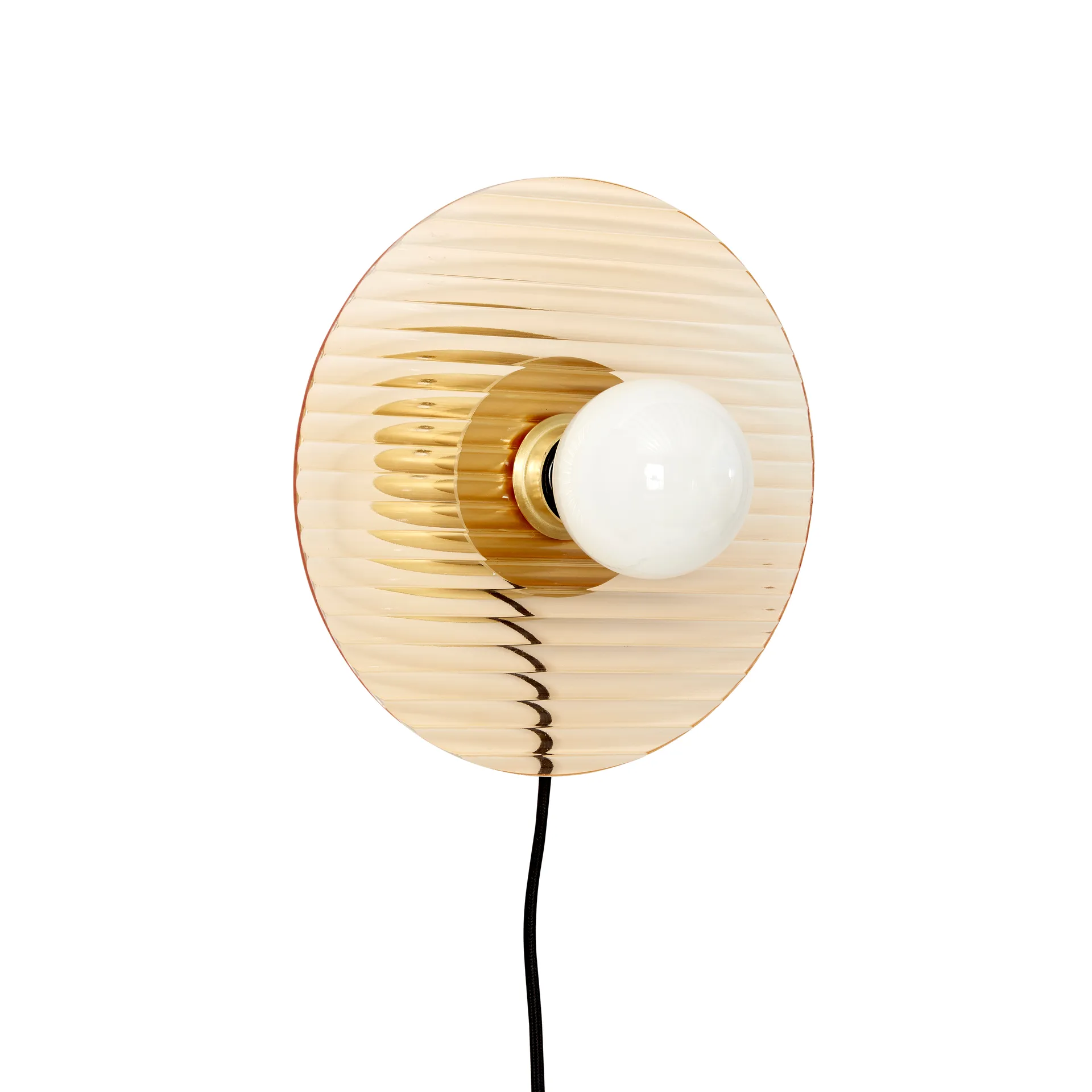 Vegglampe Ø25 cm, Glass-metall-bærnsten-messing Hübsch Interior