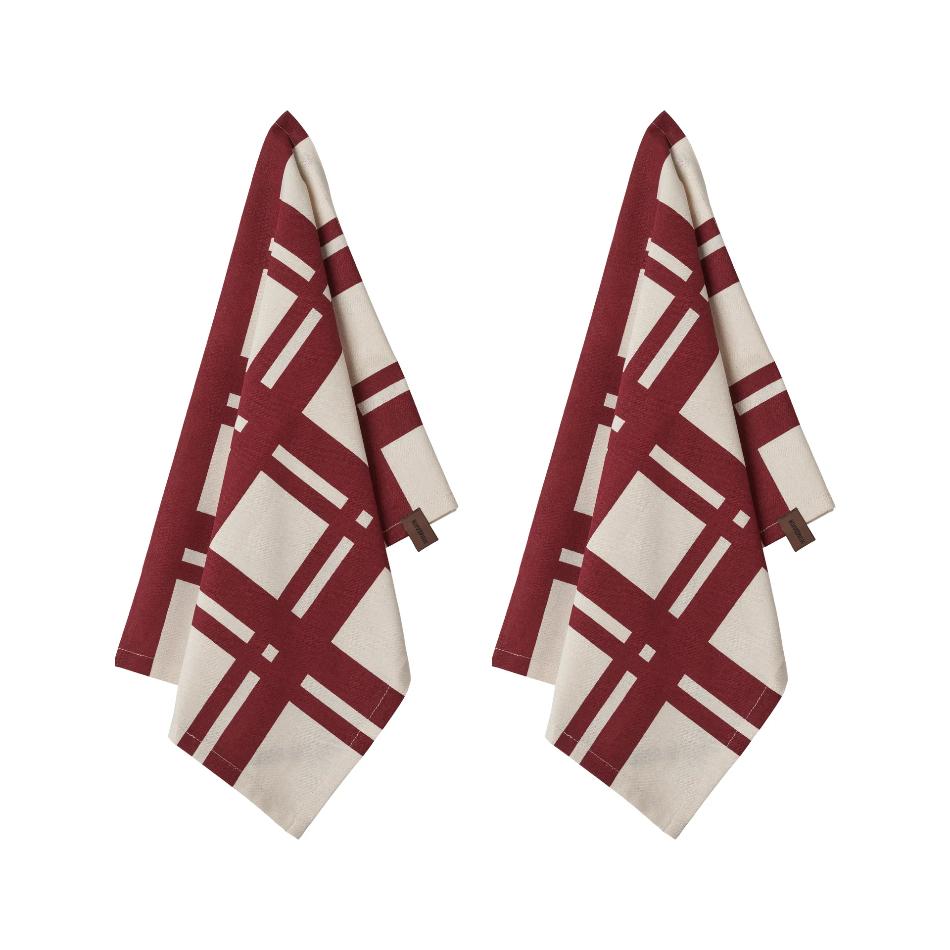 Humdakin Red Check kjøkkenhåndkle 2-pakning, Off white/Red Humdakin