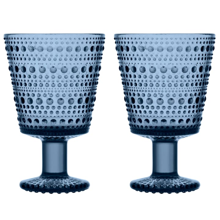 Kastehelmi drikkeglass på fot 26 cl 2 stk. - Regn (blå) - Iittala