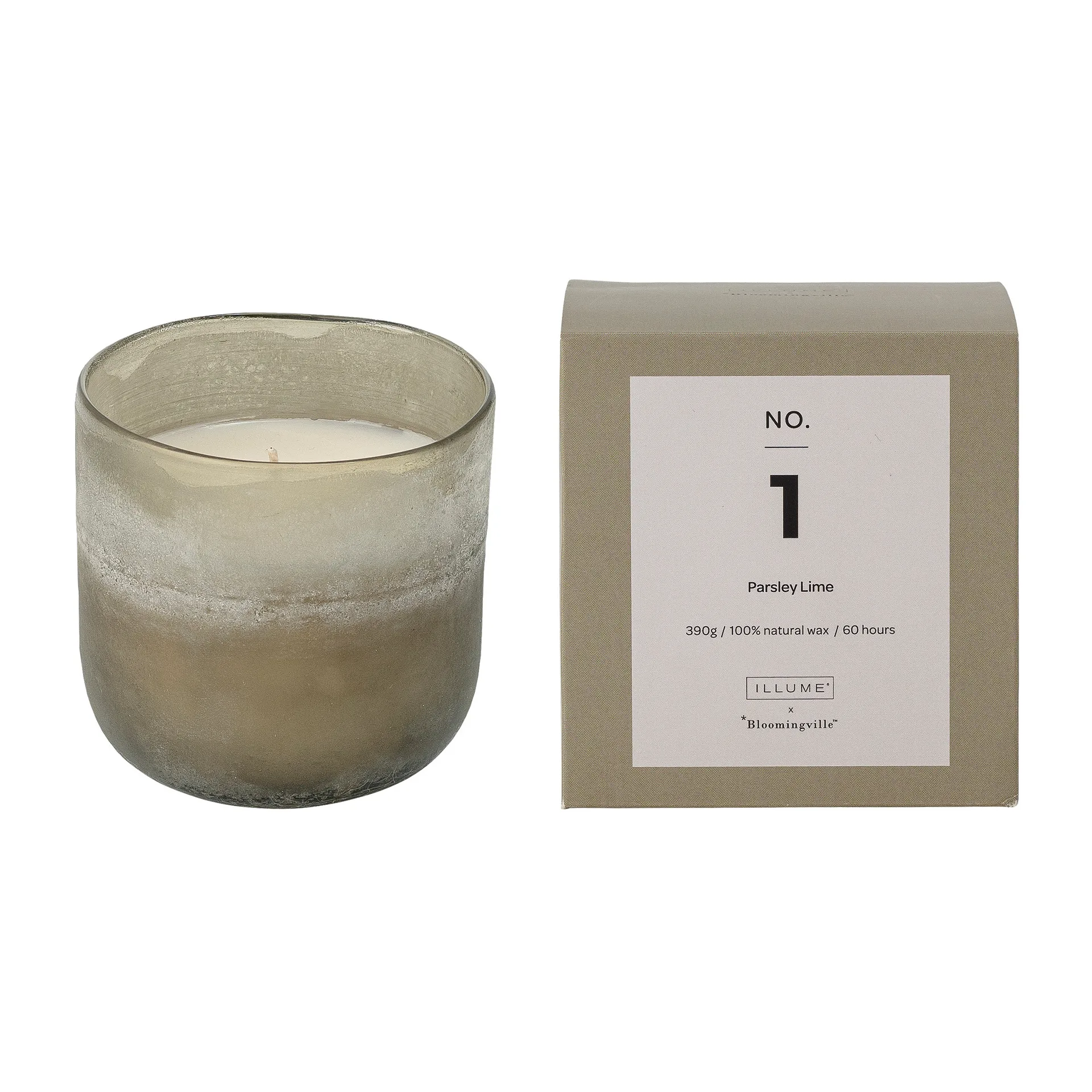 NO. 1 Parsley Lime duftlys, 390 g + Giftbox Illume x Bloomingville