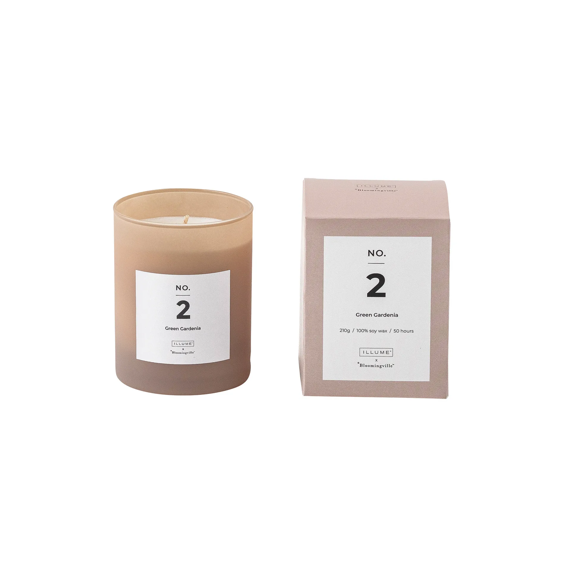 NO. 2 Green Gardenia duftlys, 200 g + Giftboks Illume x Bloomingville